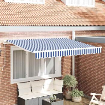 ARDEBO.de - Ersatzstoff für Markisen für einen Rahmen von 3,5 m x 2 m in Blau und Weiß