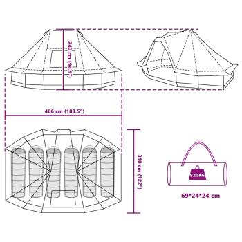 Familienzelt Tipi Blau 6-Personen wasserdicht