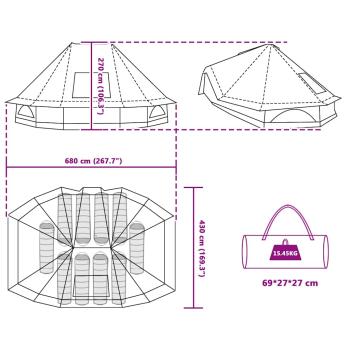 Familienzelt Tipi Blau für 10 Personen wasserfest