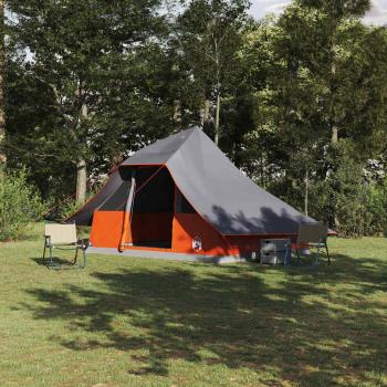 ARDEBO.de - Familienzelt Tipi Grau und Orange für 10 Personen Wasserfest