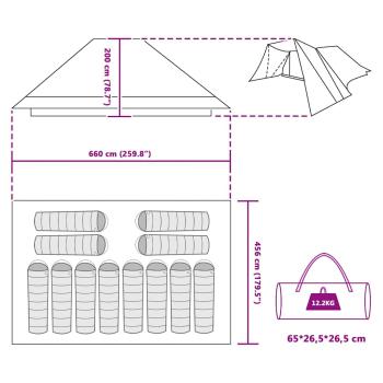 Familienzelt mit erweitertem Vordach - Blau - 12-Personen wasserdicht