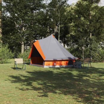 ARDEBO.de - Familienzelt Tipi Grau und Orange 8-Personen Wasserdicht