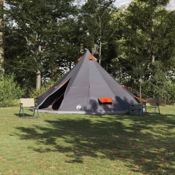 ARDEBO.de - Familienzelt Tipi Grau und Orange für 12 Personen, wasserdicht