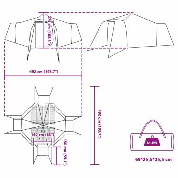 Familienzelt Tipi Grün 8-Personen wasserdicht