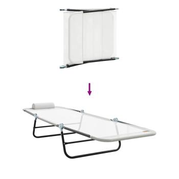 Klappbare Sonnenliege mit Kopfstütze Creme Textilene