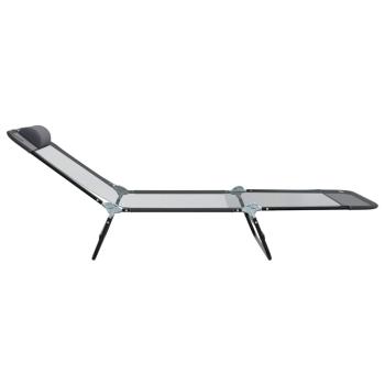 Faltbare Sonnenliege mit Kopfstütze Grau Textilene