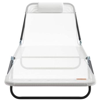 Klappbare Sonnenliegen 2 Stück mit Kopfstütze Creme Textilene