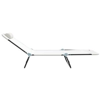 Klappbare Sonnenliegen 2 Stück mit Kopfstütze Creme Textilene