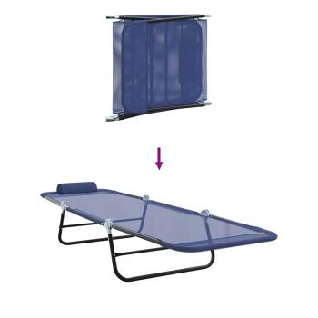 Faltbare Sonnenliegen 2 Stück mit Kopfstütze Marine Textilene