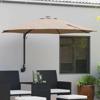 ARDEBO.de - Patio Schirm Taupe Polyester Groß Faltbar Patio Schirm Rund