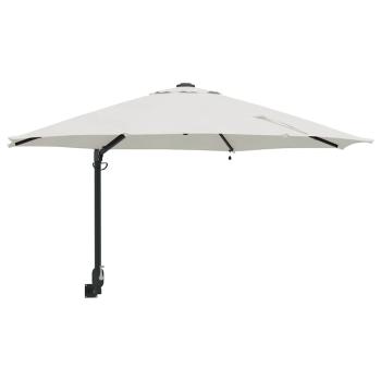 Wandmontierter Gartenparasol mit LEDs Sand 248 cm
