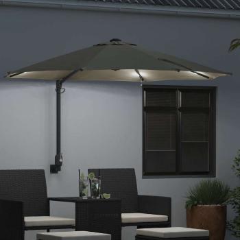 Wandmontierter Gartenparasol mit LEDs Sand 248 cm