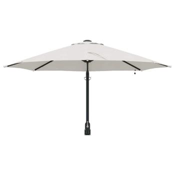Wandmontierter Gartenparasol mit LEDs Sand 248 cm