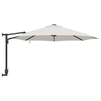 Wandmontierter Gartenparasol mit LEDs Sand 248 cm