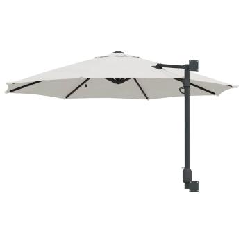 Wandmontierter Gartenparasol mit LEDs Sand 248 cm