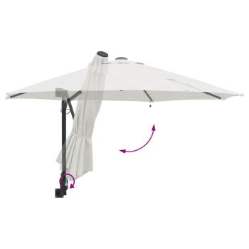 Wandmontierter Gartenparasol mit LEDs Sand 248 cm
