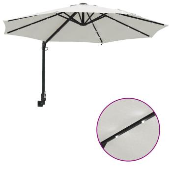 Wandmontierter Gartenparasol mit LEDs Sand 248 cm