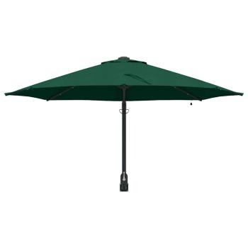 Wandmontierter Gartenparasol mit LEDs Grün 248 cm