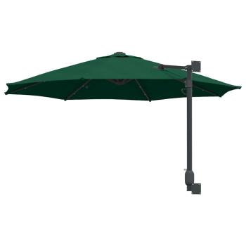 Wandmontierter Gartenparasol mit LEDs Grün 248 cm