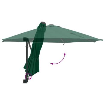 Wandmontierter Gartenparasol mit LEDs Grün 248 cm