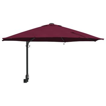 Wandmontierter Gartenparasol mit LEDs Bordeaux rot 248 cm