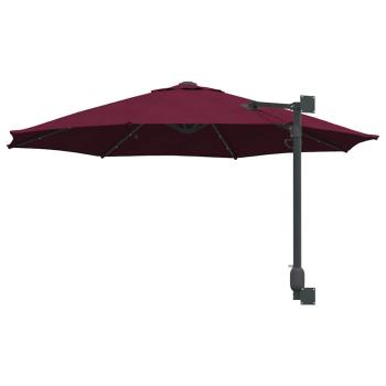Wandmontierter Gartenparasol mit LEDs Bordeaux rot 248 cm