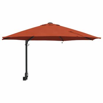 Wandgartenparasol mit LEDs Terrakotta 248 cm