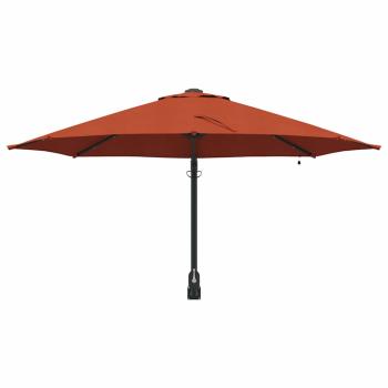 Wandgartenparasol mit LEDs Terrakotta 248 cm