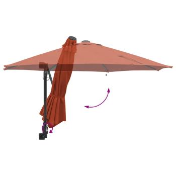 Wandgartenparasol mit LEDs Terrakotta 248 cm