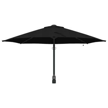 Wandmontierter Gartenparasol mit LEDs Schwarz 248 cm