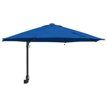 ARDEBO.de - Wandmontierter Gartenparasol mit LEDs Azurblau 248 cm