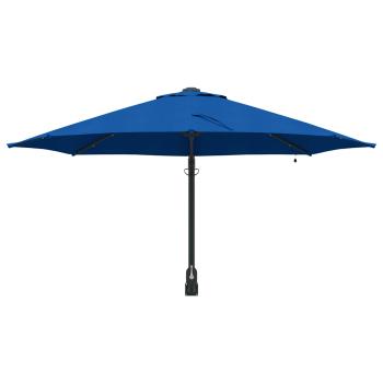 Wandmontierter Gartenparasol mit LEDs Azurblau 248 cm