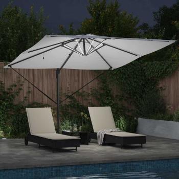 Freischwingender Roma-Sonnenschirm mit LEDs Sand 286x285x270 cm Aluminium