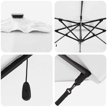 Freischwingender Roma-Sonnenschirm mit LEDs Sand 286x285x270 cm Aluminium