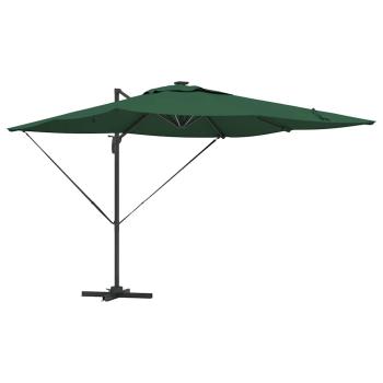 Freischwingender Roma Parasol mit LEDs Grün 286x285x270 cm Aluminium