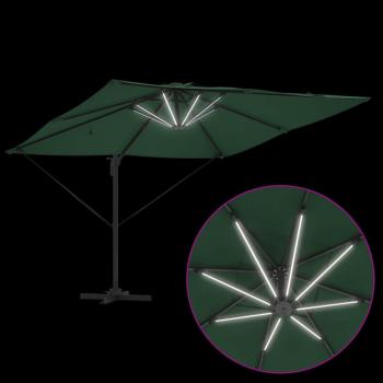 Freischwingender Roma Parasol mit LEDs Grün 286x285x270 cm Aluminium