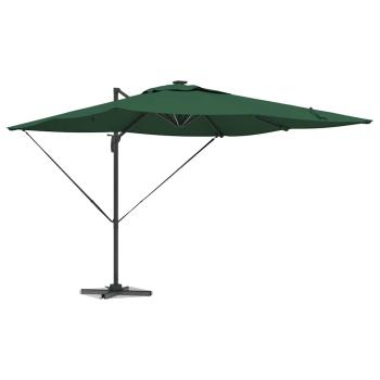 Freischwingender Roma Parasol mit LEDs Grün 286x285x270 cm Aluminium