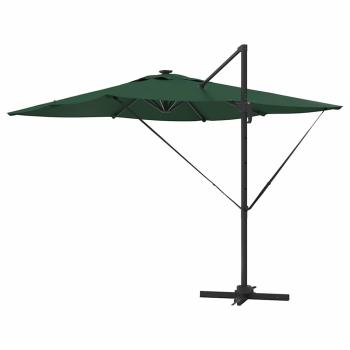 Freischwingender Roma Parasol mit LEDs Grün 286x285x270 cm Aluminium