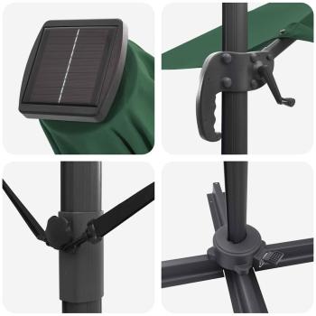 Freischwingender Roma Parasol mit LEDs Grün 286x285x270 cm Aluminium