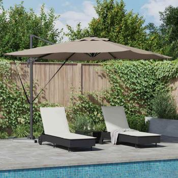 ARDEBO.de - Freischwingender Roma Parasol mit LEDs Taupe 286x285x270 cm Aluminium