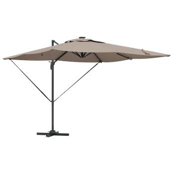 Freischwingender Roma Parasol mit LEDs Taupe 286x285x270 cm Aluminium