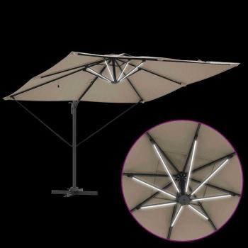 Freischwingender Roma Parasol mit LEDs Taupe 286x285x270 cm Aluminium