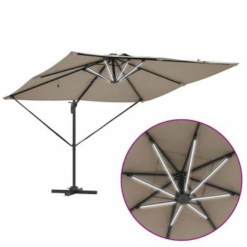 Freischwingender Roma Parasol mit LEDs Taupe 286x285x270 cm Aluminium