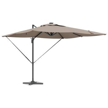 Freischwingender Roma Parasol mit LEDs Taupe 286x285x270 cm Aluminium