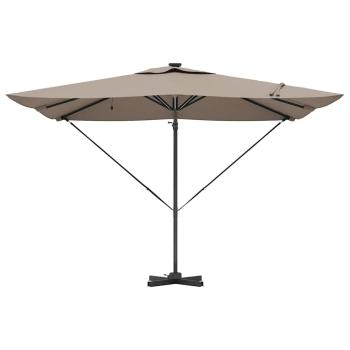 Freischwingender Roma Parasol mit LEDs Taupe 286x285x270 cm Aluminium