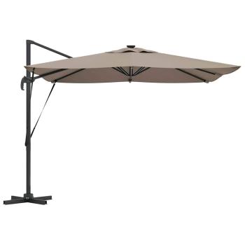Freischwingender Roma Parasol mit LEDs Taupe 286x285x270 cm Aluminium