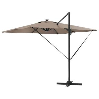Freischwingender Roma Parasol mit LEDs Taupe 286x285x270 cm Aluminium