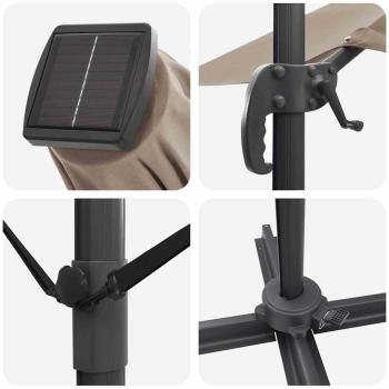 Freischwingender Roma Parasol mit LEDs Taupe 286x285x270 cm Aluminium