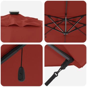 Freischwingender Roma Sonnenschirm mit LEDs Terrakotta 286x285x270 cm Aluminium