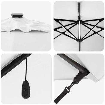 Freischwingender Roma-Schirm mit LEDs Sand 352x251x265 cm Aluminium